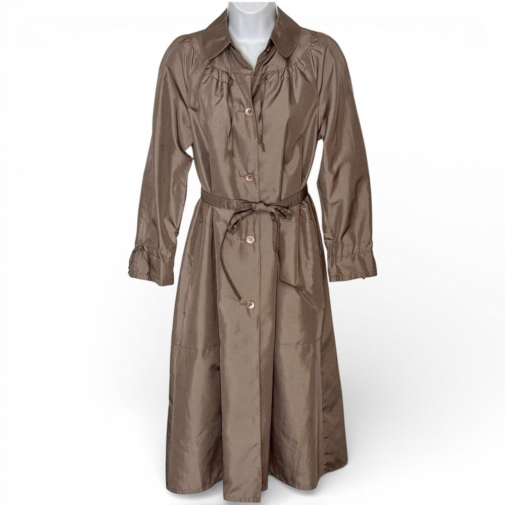 Vintage 80s Forecaster Boston Unika Raincoat Belted Brown Trench ILGWU USA 7/8